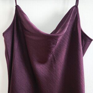 Women's NWT Loft Cowl Neck Satin Slip dress Plum Sz 10